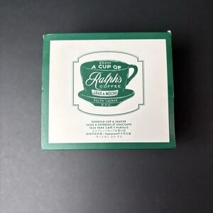 Ralph's Coffee Ralph Lauren Espresso Cup & Saucer Set NIB White Green